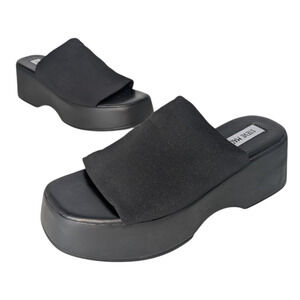 Steve Madden Slinky 30 Black Platform Wedge Slip On Sandal Nwot Size 6 Y2K